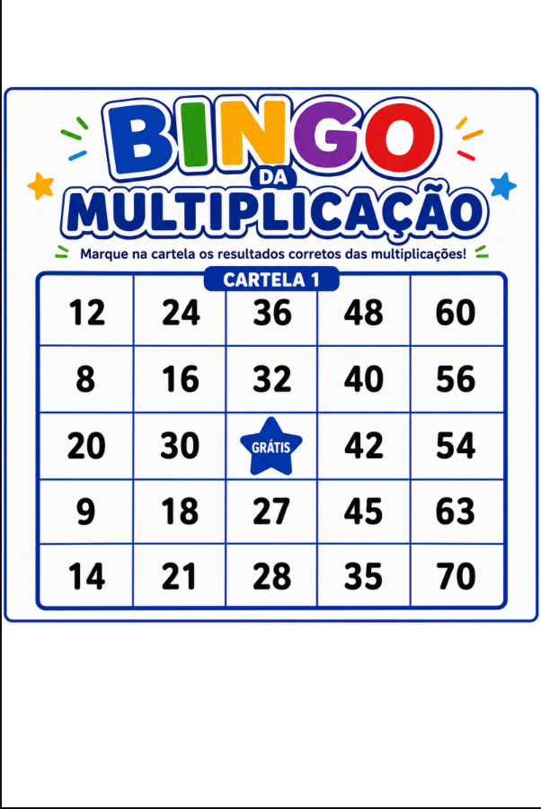 Cartela 1 del Bingo de la Multiplicación