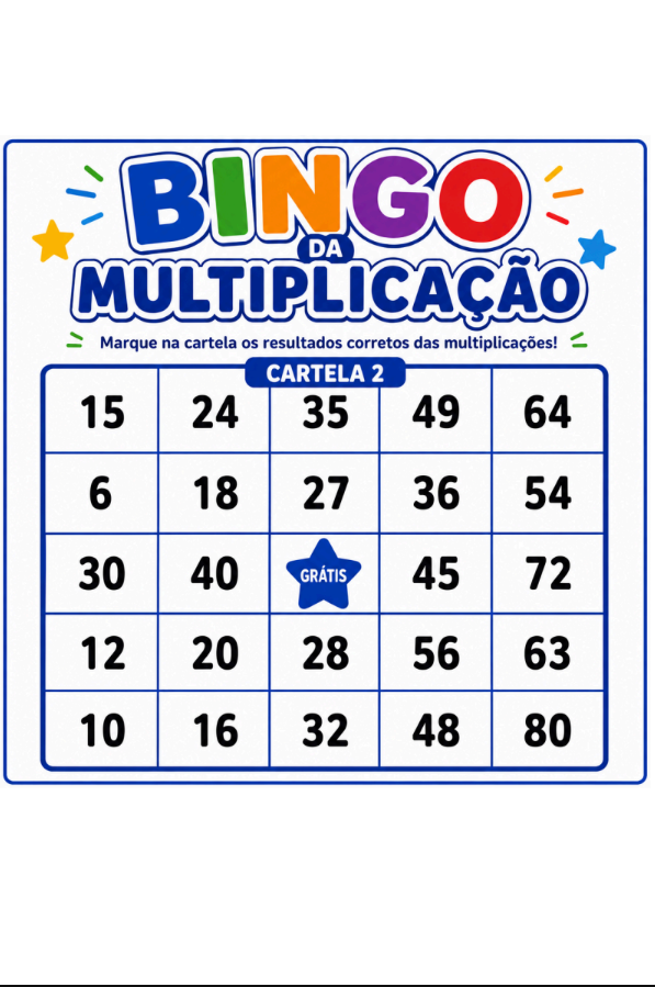 Cartela 2 del Bingo de la Multiplicación